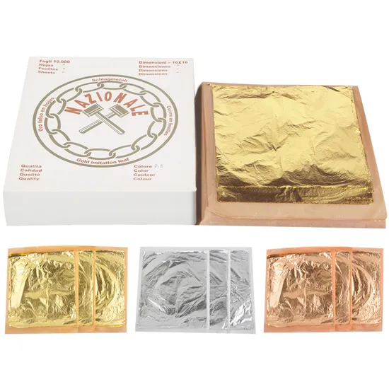 Hot Sale 16 *16 Cm 10000 Sheets/Box Italian Imitation Gold Leaf Sheets Foil Paper for Art Home 